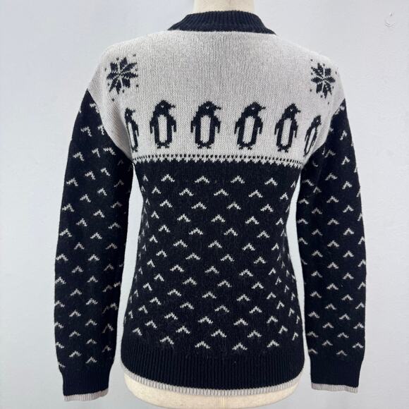 Kate Spade Penguin Intarsia Sweater Wool Blend Small Cottagecore Comfort Winter - Picture 4 of 12